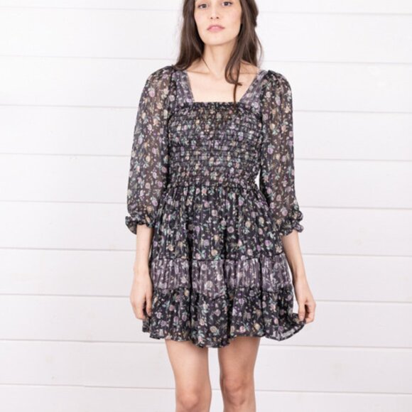 Self Contrast Allison Smocked Mini SZ XS - Picture 1 of 7
